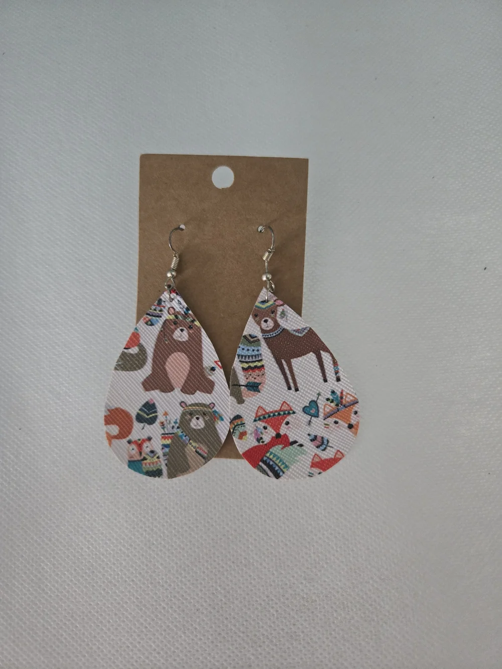4/$15 Boho Teardrop Floral Fox Print Earrings Cottagecore Whimsy Fairy Forest